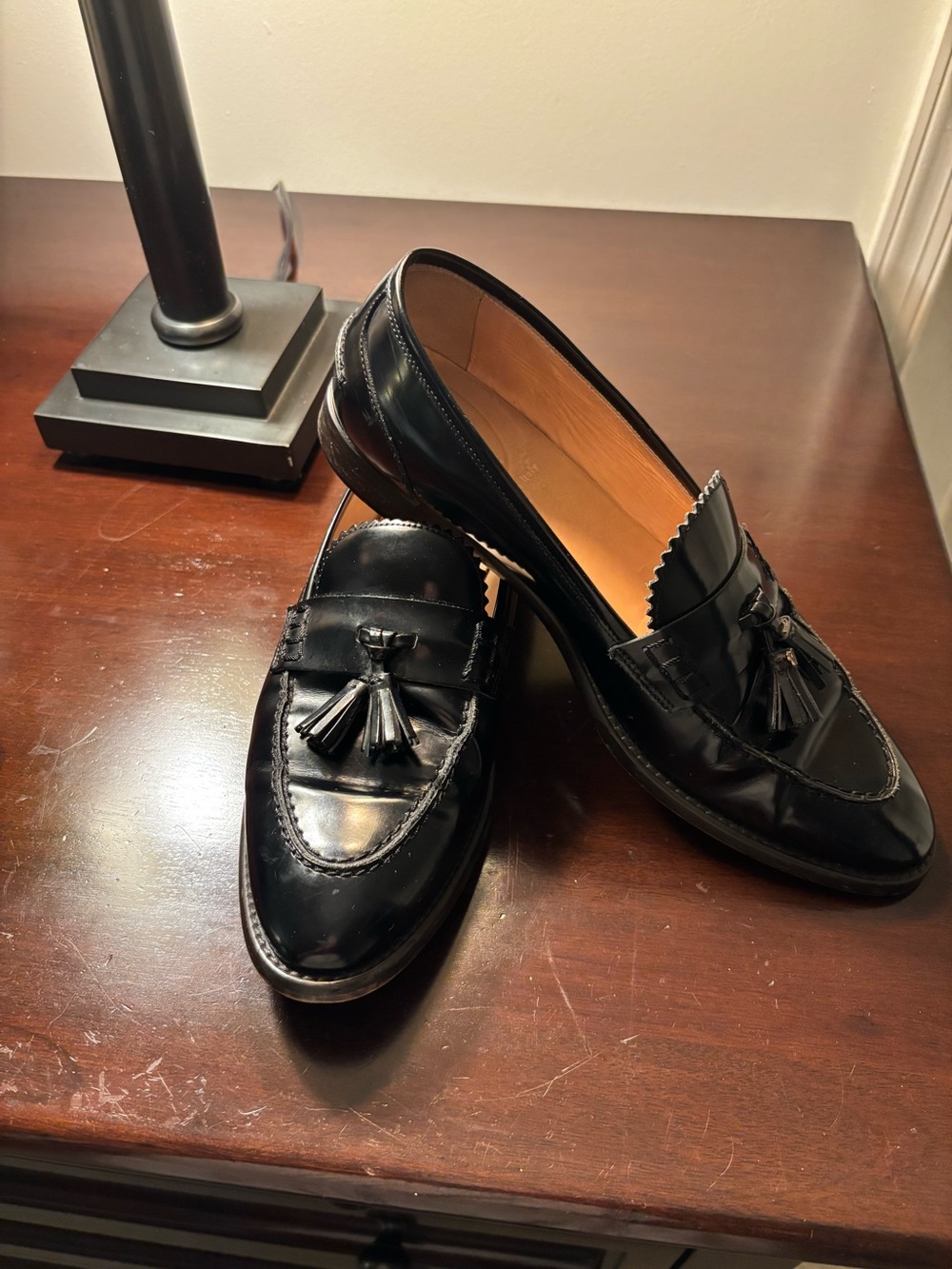 J. Crew Black Leather Tassel Loafers